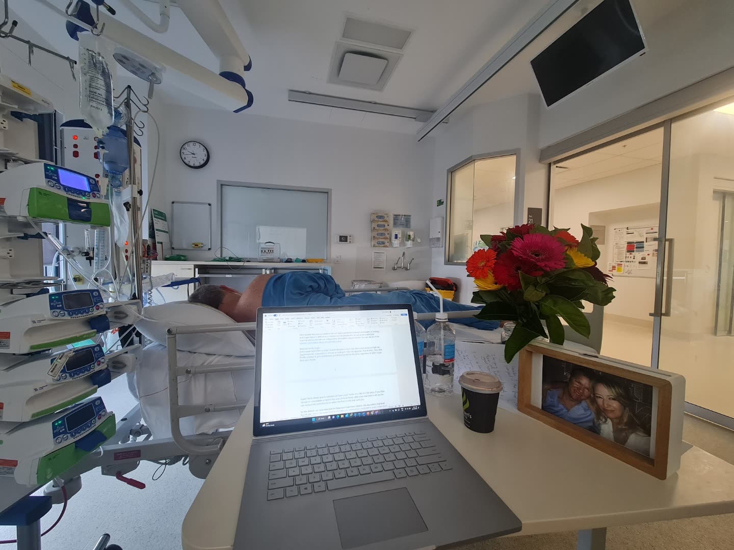 Hospital room during Craig's recovery